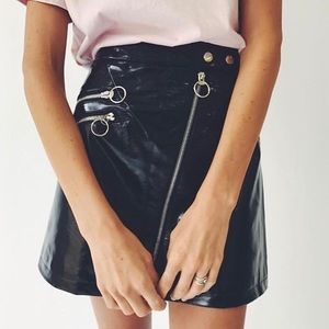 LF Leather-Look Moto Skirt